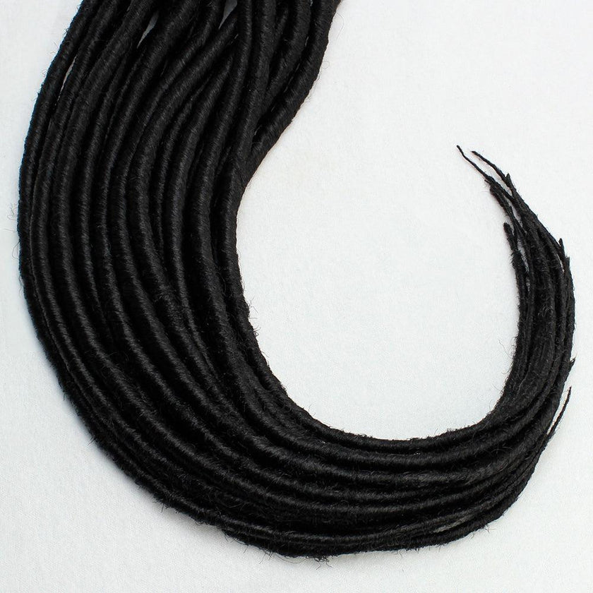 18 Inch Backcombed SE Dreads 10 Count | Synthetic Hair Extensions-Darkest Night Dreads-Doctored Locks