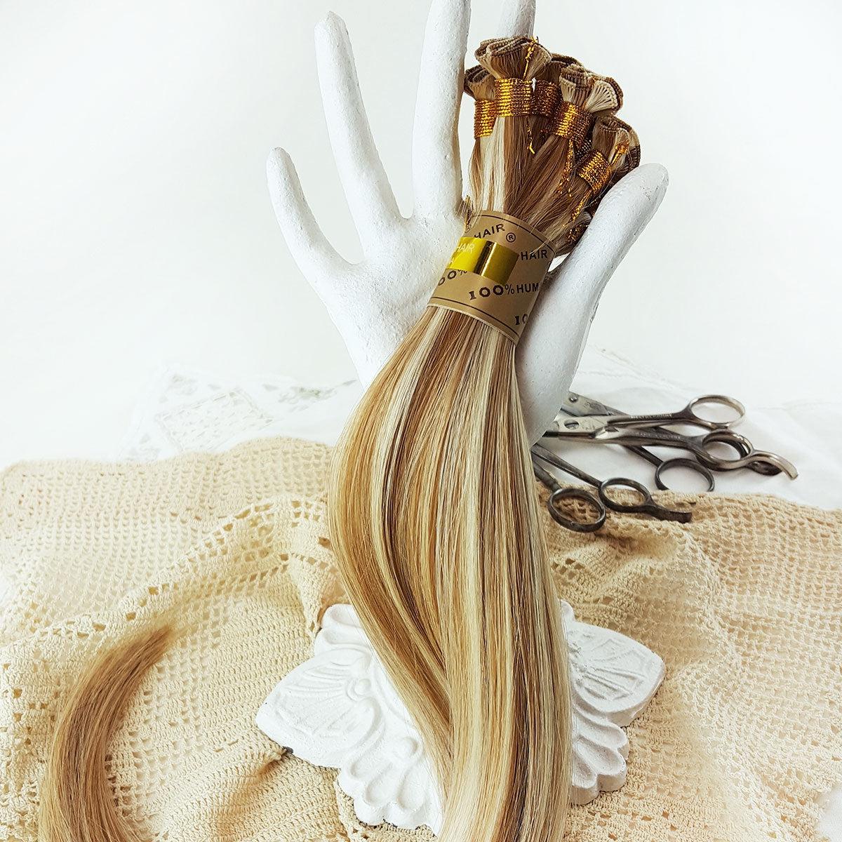 hand tied human hair wefts