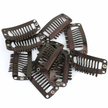 10 Warm Black 1.25 inch rubber backed weave clips on white background