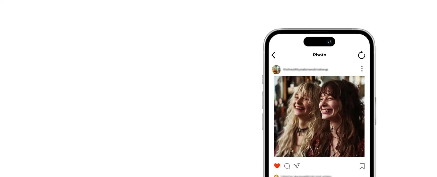 two girls with long hair extensions smiling and laughing