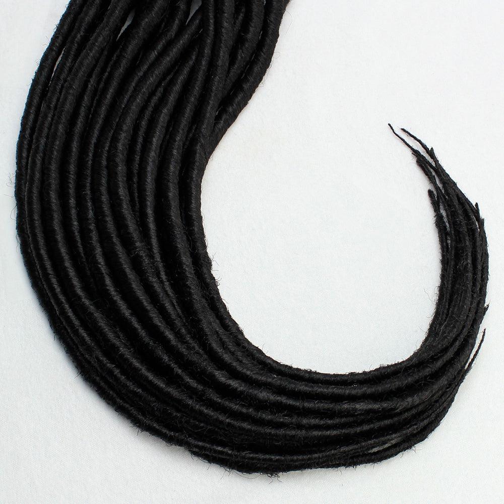 18 Inch Backcombed DE Dreads 10 Count | Synthetic Hair Extensions-Darkest Night Dreads-Doctored Locks