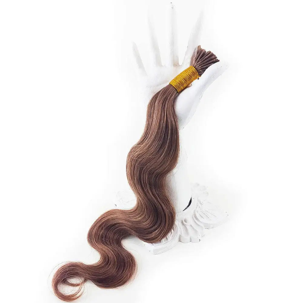 22 Inch 3mm Prebonded Keratin I-Tip - Body Wave 50g | 100% Remy Human Hair-M68 Chestnut Walnut-Doctored Locks