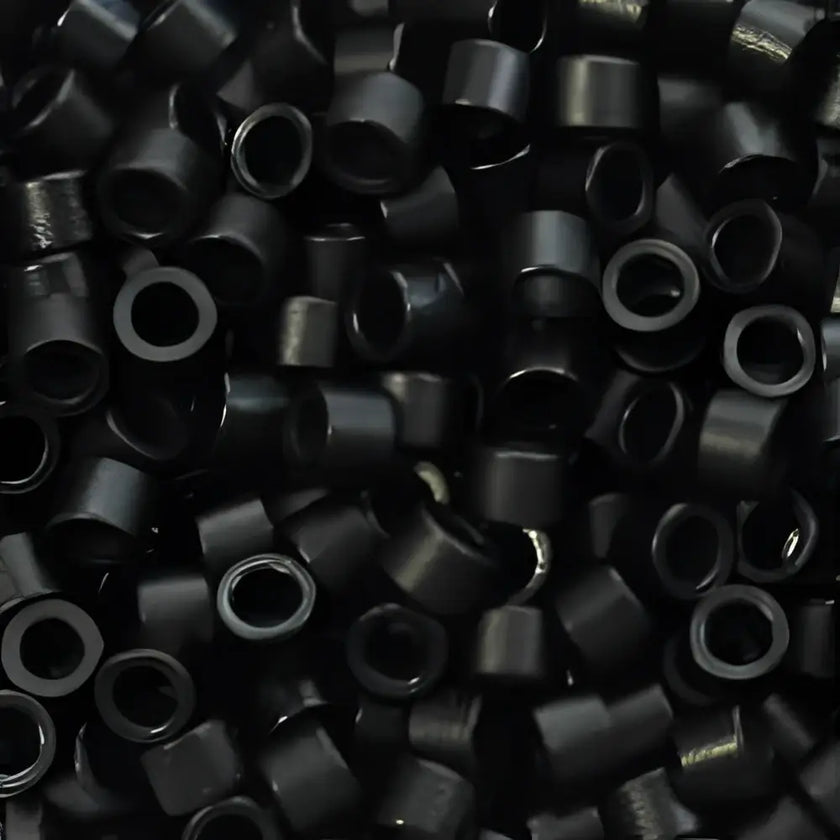 2mm Silicone Linkies Beads 250 Count Pack - Type D-Black Beads-Doctored Locks