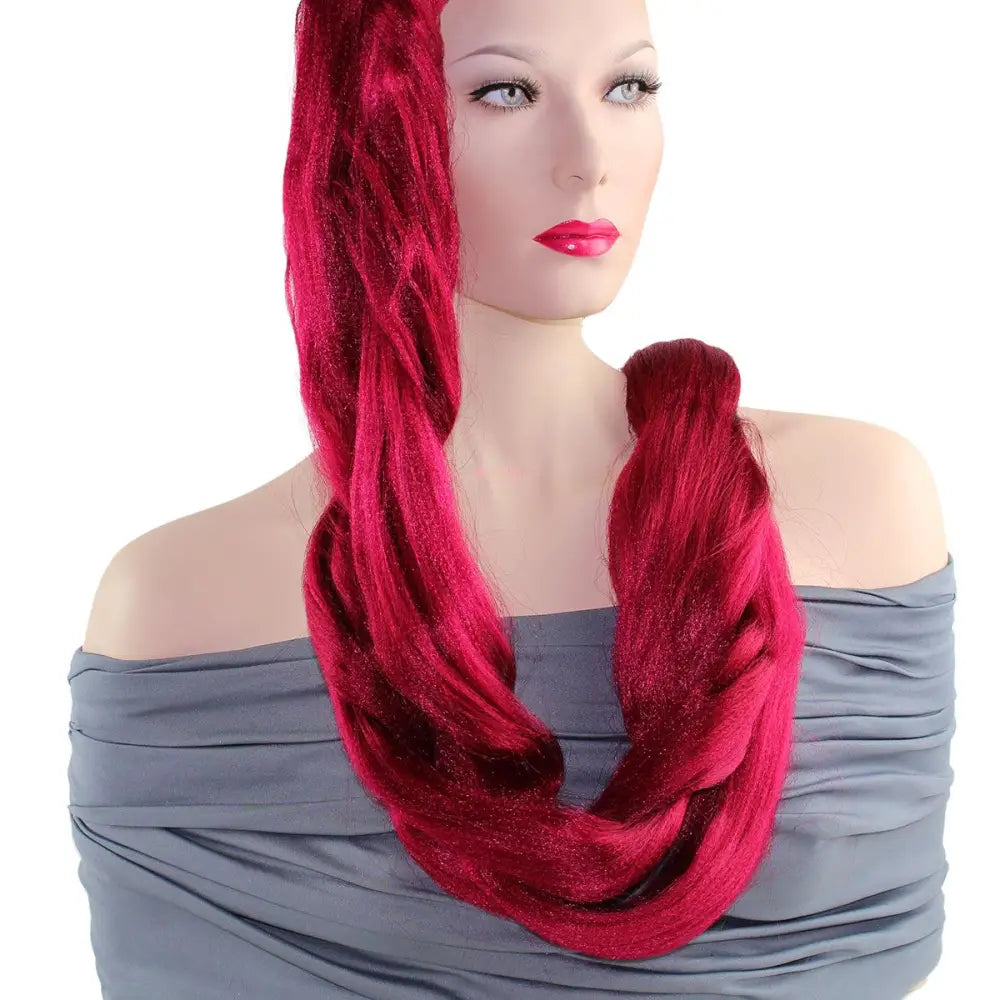 Rastafri 84 inch extra long kanekalon jumbo braid in bright red on model