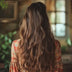 brunette with long thick curled hair extensions