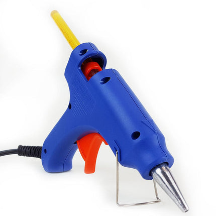 Blue keratin fusion glue gun for glue-in extensions with blonde glue stick