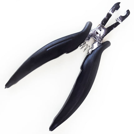 Metal tip and black handle pliers for making u tip fusion extensions