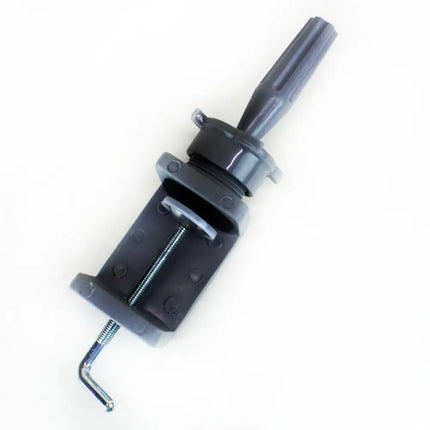 Table clamp adjustable mannequin head stand on white background