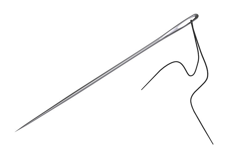 straight weaving needle with thread