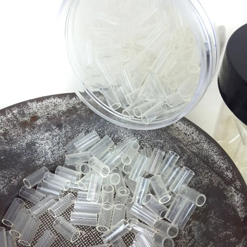 Clear kertain lined shrinkies loose in dish and in jar